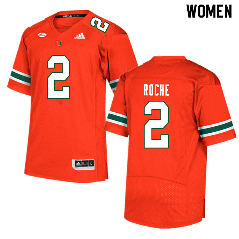 Women #2 Quincy Roche Miami Hurricanes College Football Jerseys Sale-Orange